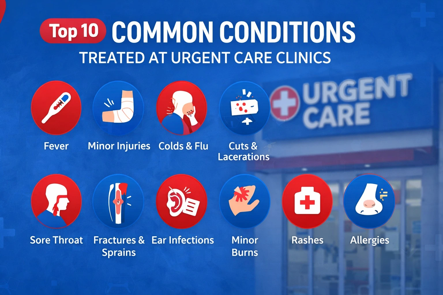 Top 10 Common Conditions Treated at Urgent Care Clinics