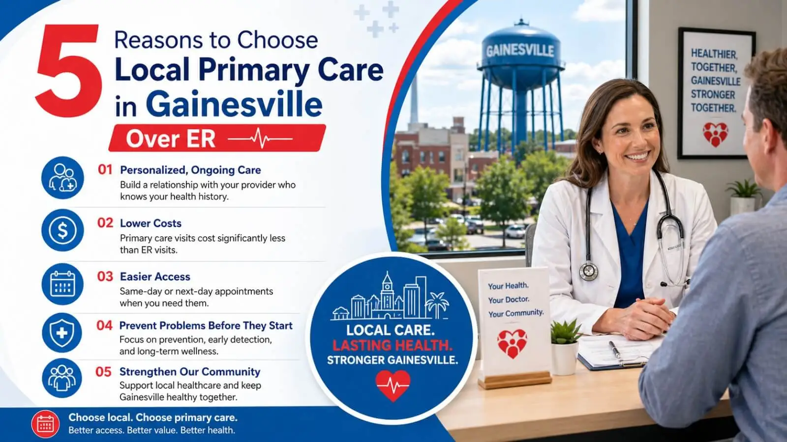 5 Reasons to Choose Local Primary Care in Gainesvelle Over ER